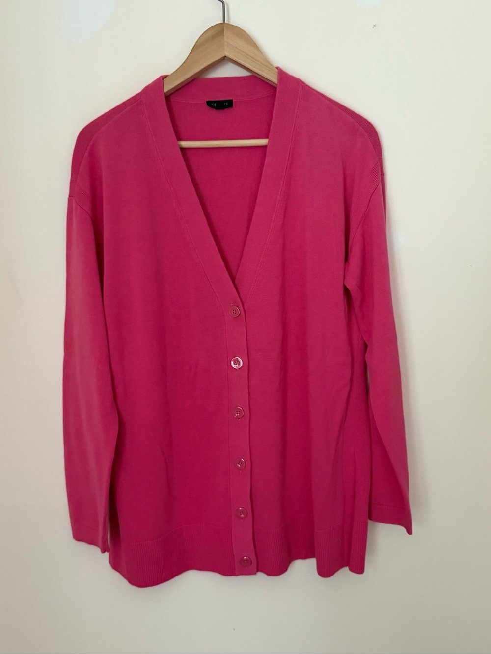 Talbots Bright Pink V-Neck Button Cardigan
